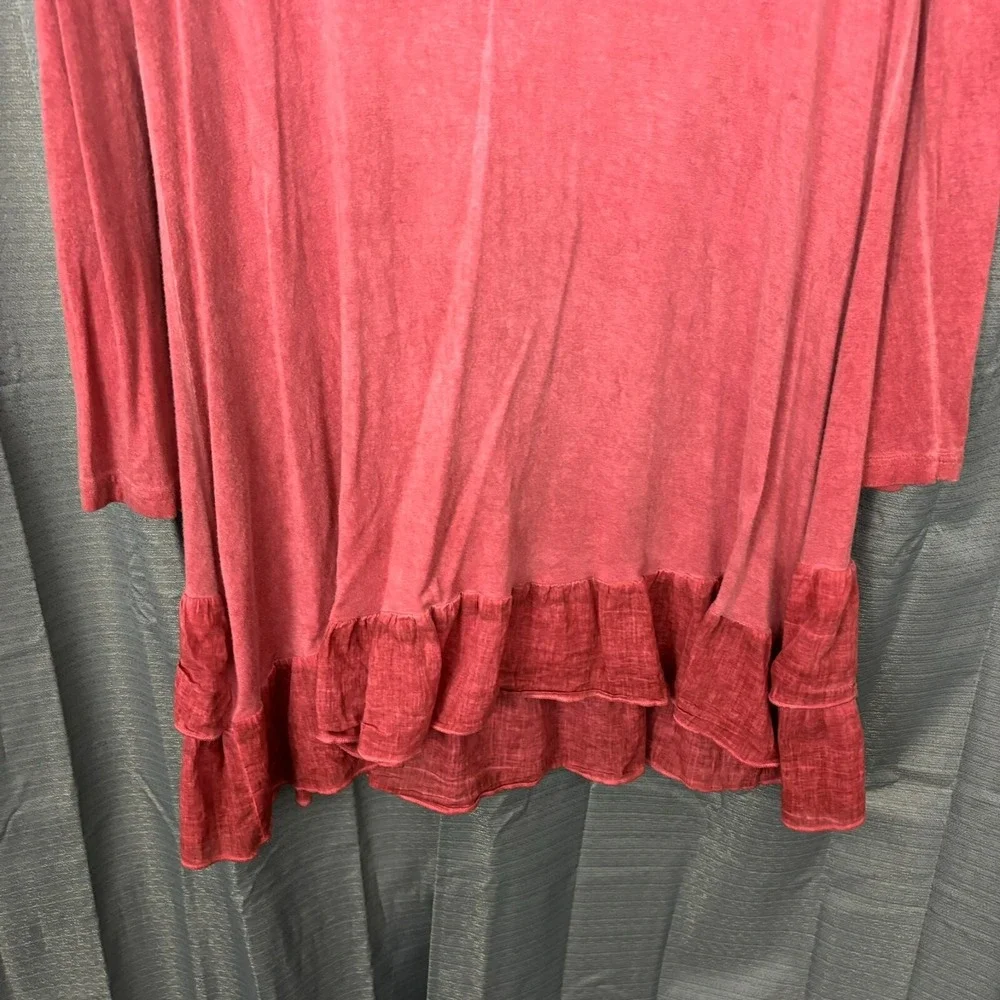 Pyramid Collection Tunic Top‎ Dress Womens M Pink Rayon Peplum Whimsical Dainty